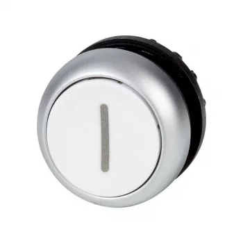Eaton M22-D-W-X1 Accionamiento de pulsador, botón blanco, aro negro, momentáneo, 22,5 mm 216611
