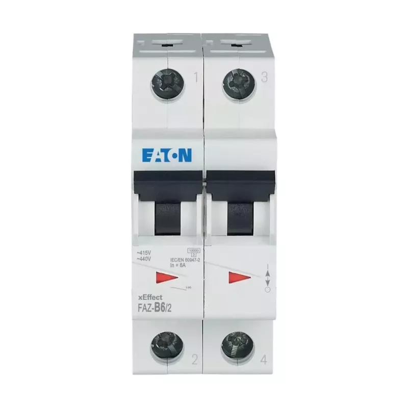 Eaton FAZ-B6/2 Interruptor automático (MCB), 2 polos, 6 A, tipo B, 10 kA 278728