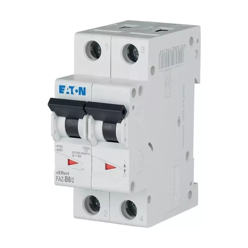 Eaton FAZ-B6/2 Interruptor automático (MCB), 2 polos, 6 A, tipo B, 10 kA 278728