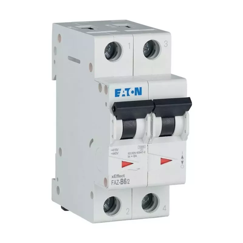 Eaton FAZ-B6/2 Interruptor automático (MCB), 2 polos, 6 A, tipo B, 10 kA 278728