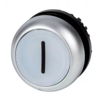 Eaton M22-DL-W-X1 Accionamiento de pulsador, enrasado, blanco, anillo frontal metálico, 22,5 mm 216942