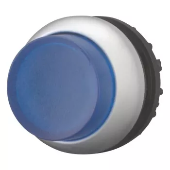 Eaton M22-DLH-B Cabezal de accionamiento de pulsador, plano, azul, anillo frontal titanio, 22,5 mm 216973