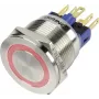 TRU COMPONENTS 1303040 GQ22S-11E/R/12V Pulsador antivandálico, momentáneo, 1 NA, 250 V AC, 3 A, iluminación de anillo roja 12 V DC, IP65, montaje 22 mm