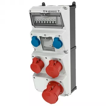 MENNEKES AMAXX combinación de tomas de corriente 940010 - entrada CEE 32A, 6 tomas, protección FI/LS, IP44