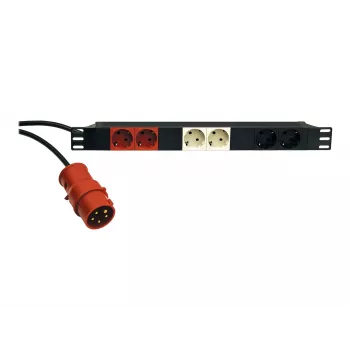 KÖNIG & MEYER 19-Power Box 1U PDU 8 tomas Schuko, 16 A, negro 28664-000-55