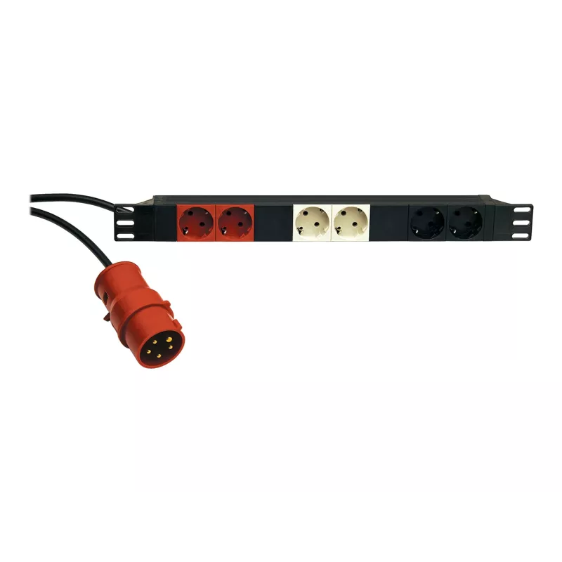 KÖNIG & MEYER 19-Power Box 1U PDU 8 tomas Schuko, 16 A, negro 28664-000-55