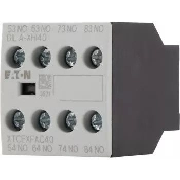 Eaton DILA-XHI40 bloque de contactos auxiliares, 4 NA, montaje frontal, bornes de tornillo, negro/blanco 276428