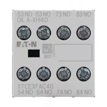 Eaton DILA-XHI40 bloque de contactos auxiliares, 4 NA, montaje frontal, bornes de tornillo, negro/blanco 276428