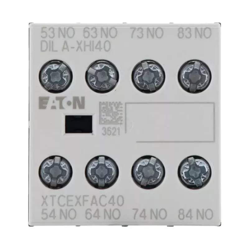 Eaton DILA-XHI40 bloque de contactos auxiliares, 4 NA, montaje frontal, bornes de tornillo, negro/blanco 276428