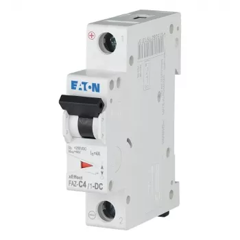 Eaton FAZ-C4/1-DC interruptor automático (MCB), 1 polo, tipo C, 4 A, 220 V DC, 6 kA, carril DIN 279124