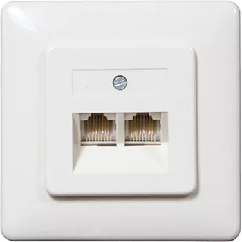 SHIVERPEAKS Toma de pared ISDN, 2 conectores hembra RJ45, empotrada, resistencia de terminación desconectable, blanca 69989