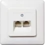 SHIVERPEAKS Toma de pared ISDN, 2 conectores hembra RJ45, empotrada, resistencia de terminación desconectable, blanca 69989