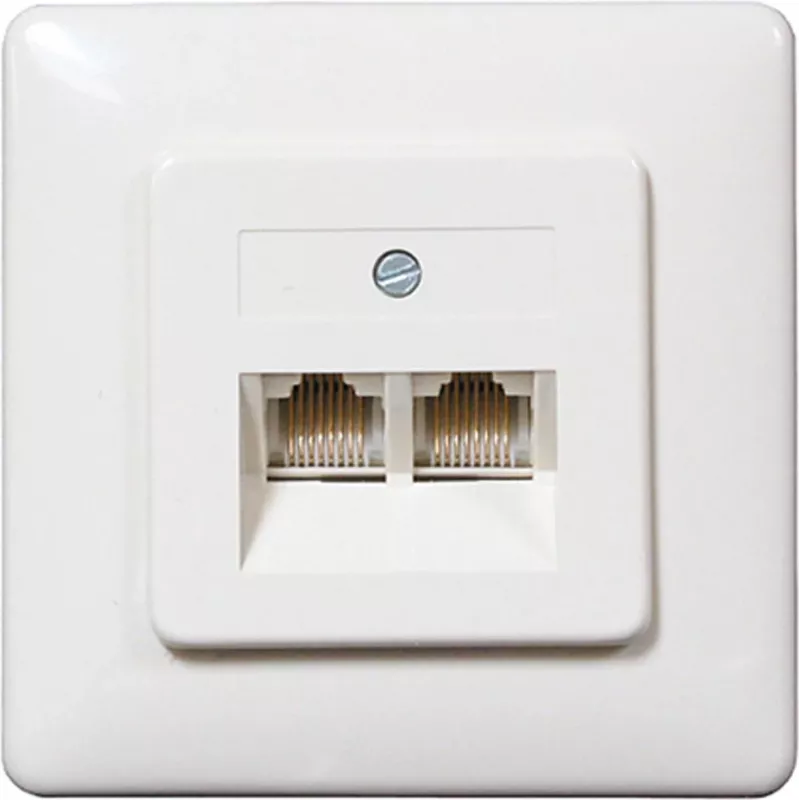 SHIVERPEAKS Toma de pared ISDN, 2 conectores hembra RJ45, empotrada, resistencia de terminación desconectable, blanca 69989