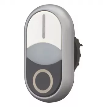 Eaton M22-DDLF-WS-X1 pulsador doble, plano, iluminado, blanco/negro, 1NO+1NC, conexión por tornillo 284816