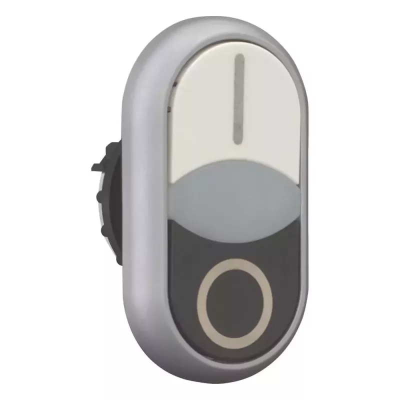 Eaton M22-DDLF-WS-X1 pulsador doble, plano, iluminado, blanco/negro, 1NO+1NC, conexión por tornillo 284816