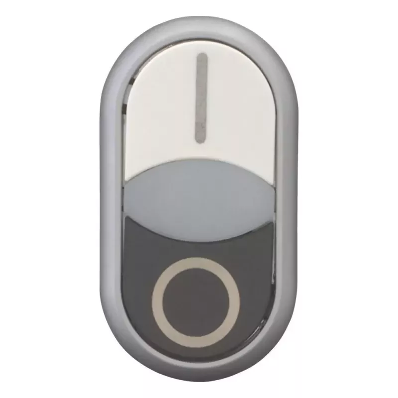 Eaton M22-DDLF-WS-X1 pulsador doble, plano, iluminado, blanco/negro, 1NO+1NC, conexión por tornillo 284816