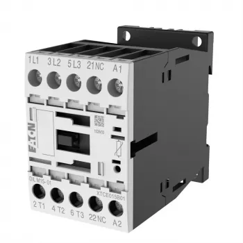 Eaton DILM15-01 24VDC contactor 3 polos, 1 contacto auxiliar NC, 15 A AC-3, carril DIN/conexión por tornillo 290108