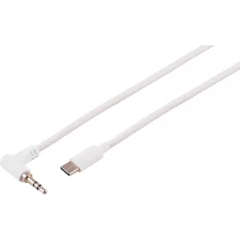 S CONN MAXIMUM CONNECTIVITY Cable de audio USB-C, conector macho 3,5mm acodado, TRS, blanco, 0,9m 14-06226