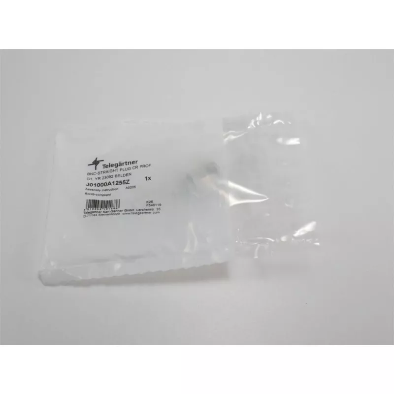 Telegärtner Conector macho BNC de crimpado 50 ohmios para RG-58 C/U, recto, dorado/niquelado, 1 ud. J01000A1255Z