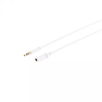 S CONN MAXIMUM CONNECTIVITY 33982-W Cable alargador de audio estéreo Super Slim 3,5 mm, conector macho a conector hembra, dorado, blanco, 1,5 m