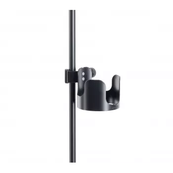 K&M 16018-000-55 portavasos para soporte, abrazadera de tornillo, apto para tubos de hasta 30 mm, admite vasos de hasta 85 mm, negro