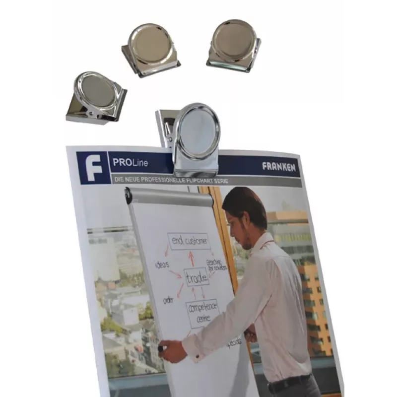 FRANKEN HMC35 clip magnético, 40 x 35 mm, 500 g de fuerza de sujeción, plata