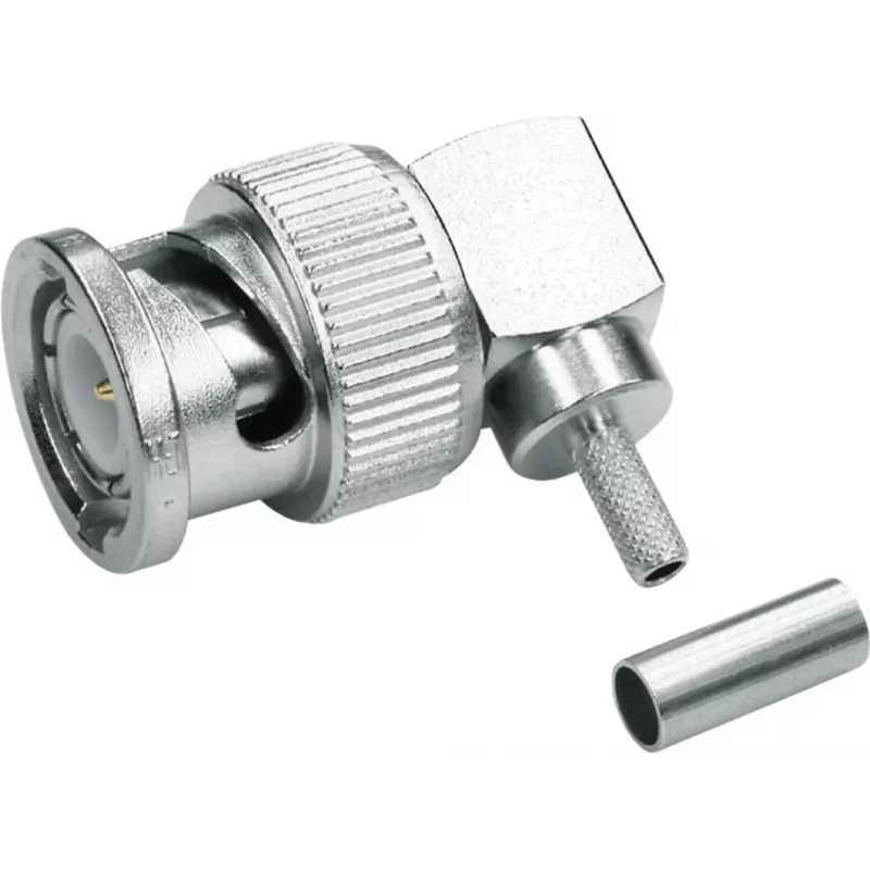 Telegärtner J01000A0010 conector macho BNC acodado para cable, crimpado/soldado, G07, 50 Ω, para RG 316/U