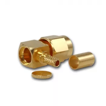 Telegärtner conector macho SMA acodado crimp para RG-316, oro, pack de 5 (J01150A0071)