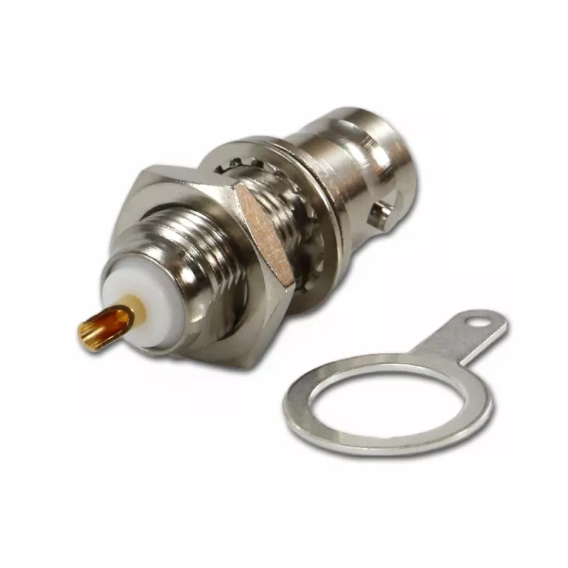 Telegärtner BNC conector hembra empotrable, aislado 50 Ohm, arandelas aislantes blancas, Z03 (J01001B1222)