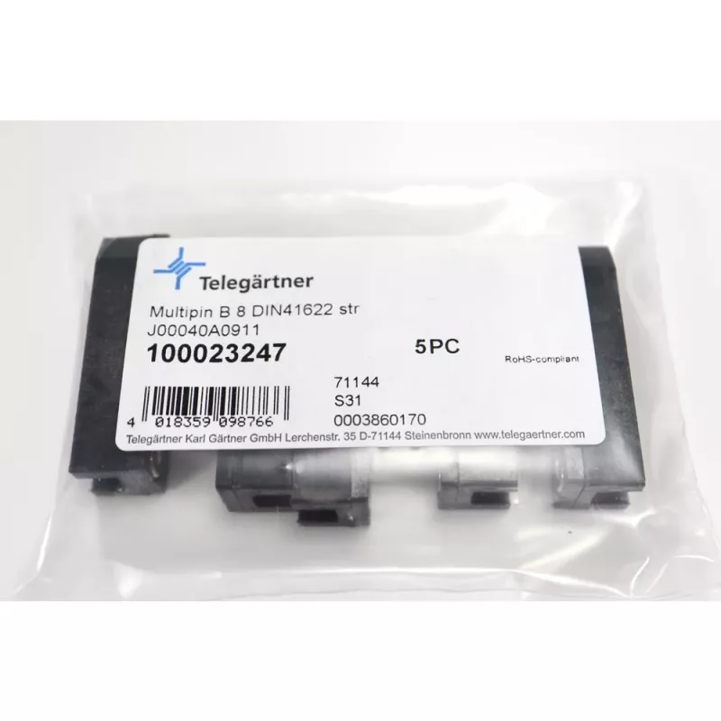 Telegärtner DIN 41622 tipo B conector hembra PCB asimétrico de 8 polos, conexión por soldadura J00040A0911