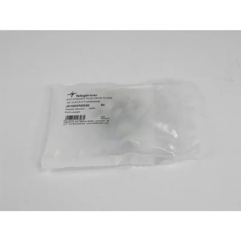 Telegärtner conector macho BNC crimp 75 Ohm para RG59/RG62/RG179/RG187/RG316 J01002A0030