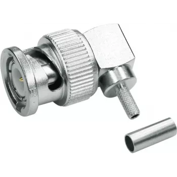Telegärtner conector macho BNC acodado crimp 75 Ohm para RG-59 B/U, soldadura/crimp, macho, 1 ud. J01002A1356