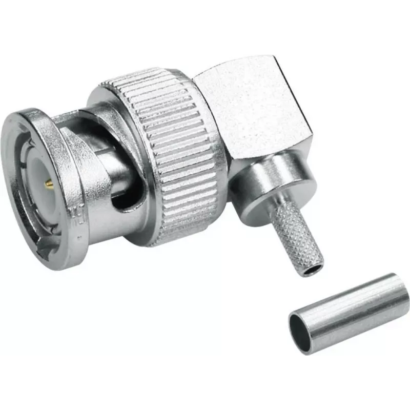 Telegärtner conector macho BNC acodado crimp 75 Ohm para RG-59 B/U, soldadura/crimp, macho, 1 ud. J01002A1356