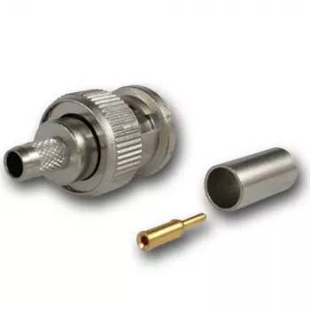 Telegärtner conector macho BNC crimp 50 Ohm para RG-58 C/U, G01 Professional, níquel/oro, pack de 250 J01000A1255S