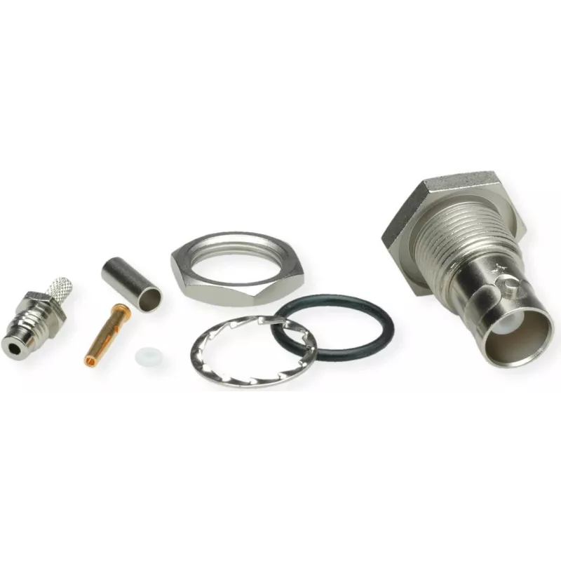 Telegärtner BNC conector hembra embutido crimp/crimp 50 ohmios para RG-316/U, níquel/oro