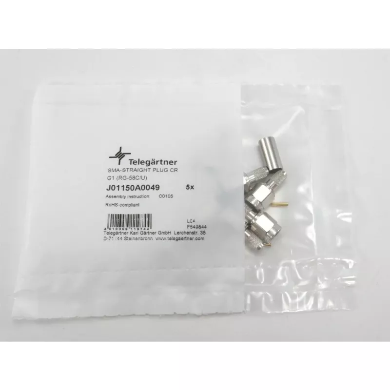Telegärtner J01150A0049 conector SMA macho, recto, 50 ohmios