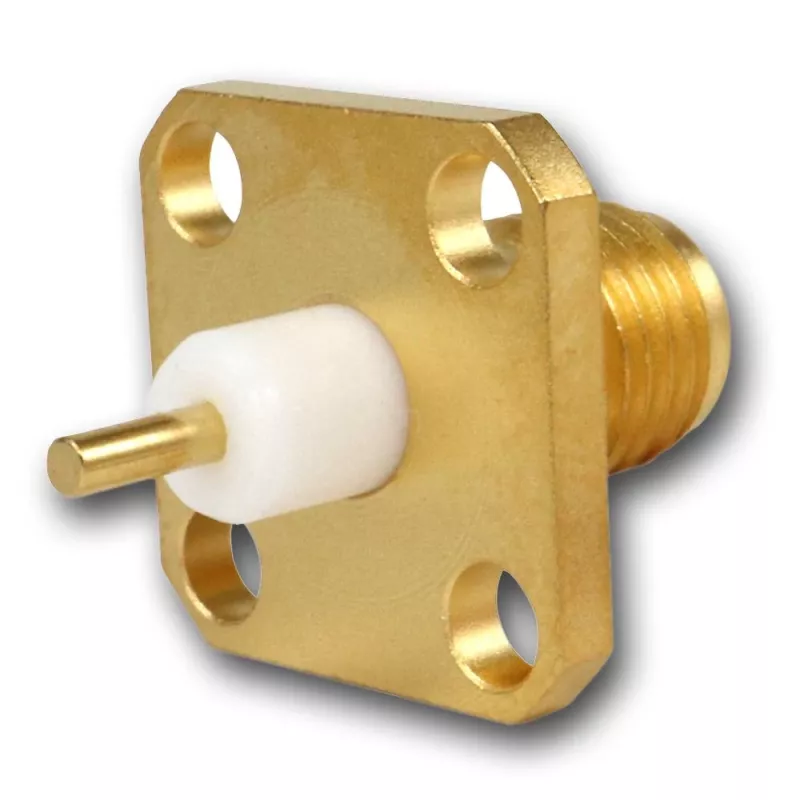 Telegärtner SMA conector hembra embutido, brida, oro, 50 ohmios, pack de 5 J01151A0621