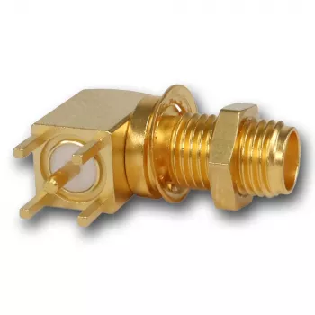Telegärtner SMA conector hembra embutido acodado, 50 ohmios, dorado, Z25/Z55 J01151A0201Z