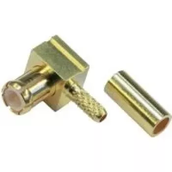 Telegärtner MCX conector macho acodado crimp, 50 ohmios, conductor interior dorado