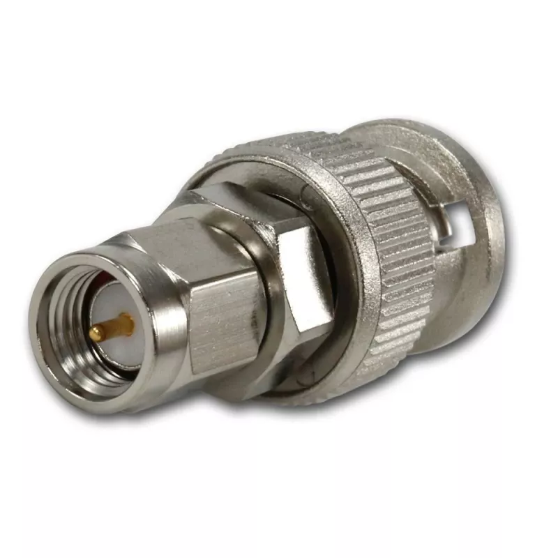 Telegärtner Adaptador coaxial BNC macho a SMA macho, 50 ohmios, DC-4 GHz, latón niquelado J01008A0018