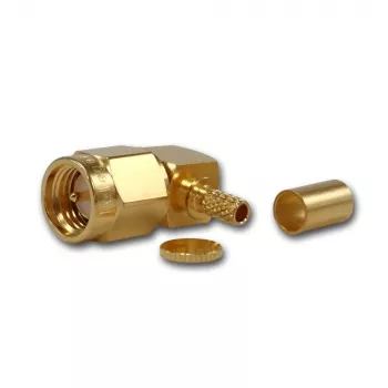 Telegärtner Conector macho acodado SMA crimp para cable G08 (RD-316), dorado