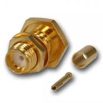 Telegärtner Conector hembra SMA crimp de montaje para RG-316/U, dorado, 50 ohmios, DC-6 GHz J01151A0001Z