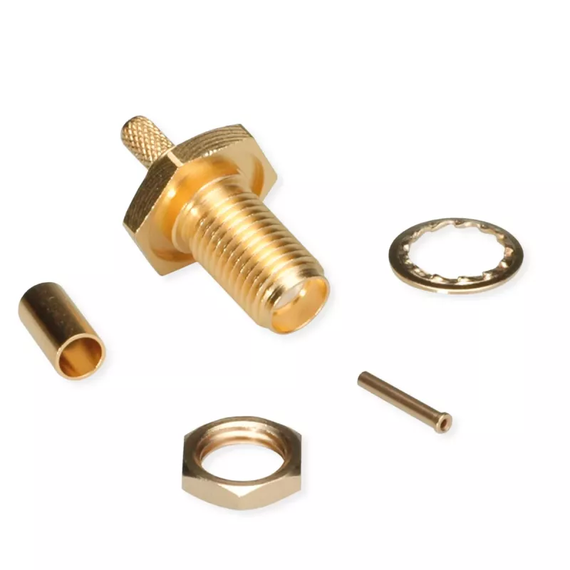 Telegärtner Conector hembra SMA crimp de montaje para RG-316/U, dorado, 50 ohmios, DC-6 GHz J01151A0001Z