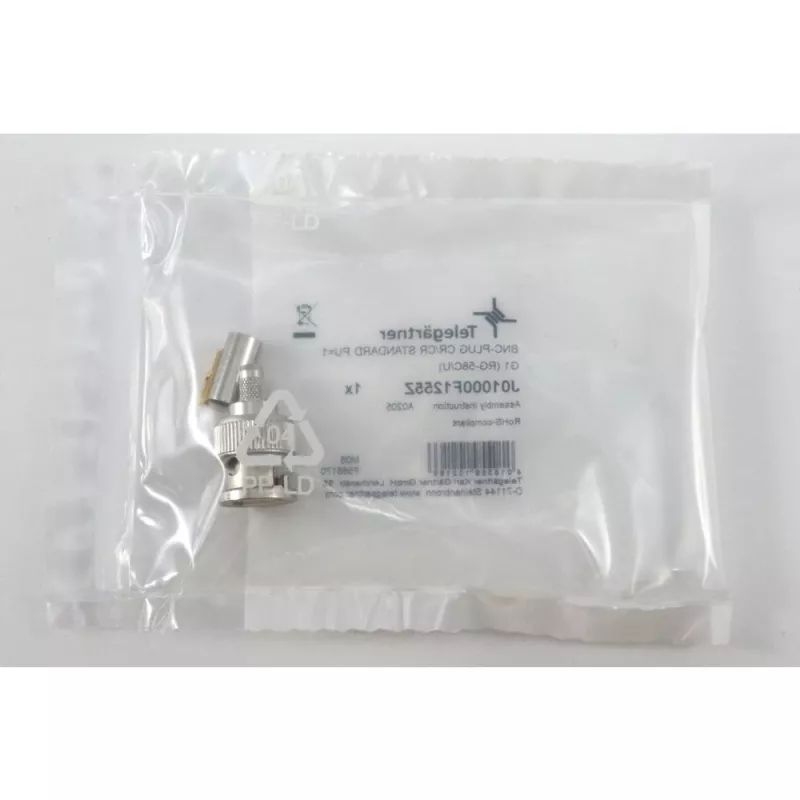 Telegärtner conector macho BNC de cable crimp G01 50 ohmios, crimp/crimp, estándar, A0205, G01 (RG-58 C/U), YR23092 Belden - 1 unidad (J01000F1255Z)