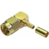 TELEGÄRTNER conector macho SMA en ángulo crimp para RG-58 C/U, dorado, pack de 5 J01150A0091