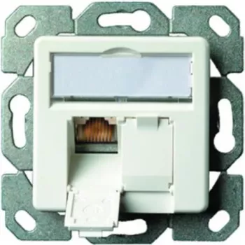 TELEGÄRTNER J00020A0523 AMJ-S Cat.6A toma de conexión RJ45 empotrada apantallada, 2 tomas, blanco puro