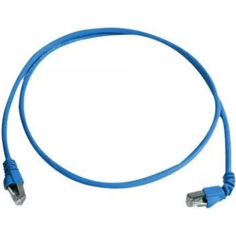 Telegärtner L00002A0177 cable de conexión, Cat 6A S/FTP PiMF, 3,0 m, conector acodado de 90° en un extremo, 10 Gbit/s, libre de halógenos, azul