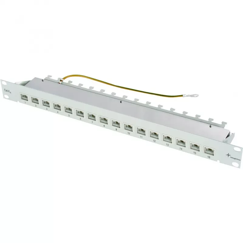 TELEGÄRTNER MPP16-HS Panel de parcheo modular de 16 puertos, 1U, gris claro RAL 7035 J02022A0050