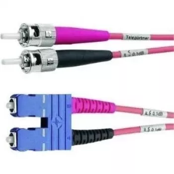Telegärtner Cable de parcheo de fibra óptica ST a SC dúplex multimodo OM4, 50/125 µm, 3 m, aqua L00892A0072