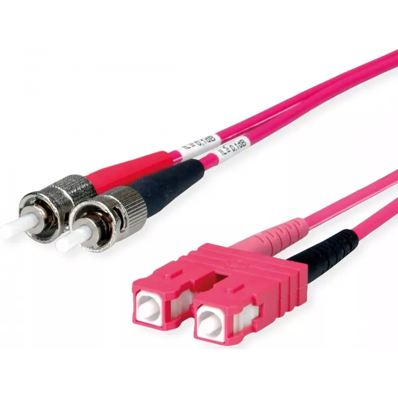 Telegärtner Cable de parcheo de fibra óptica ST a SC dúplex multimodo OM4, 50/125 µm, 3 m, aqua L00892A0072